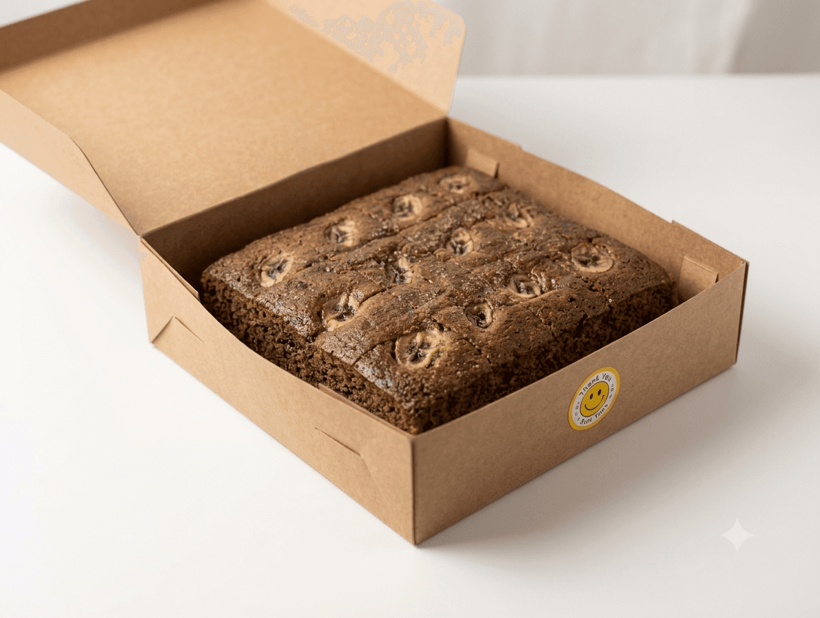 Original banana cake in a kraft box
